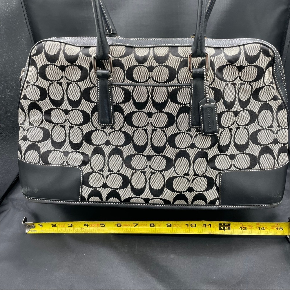 Coach Black and Gray Signature Print with Leather Accents - Picture 10 of 11